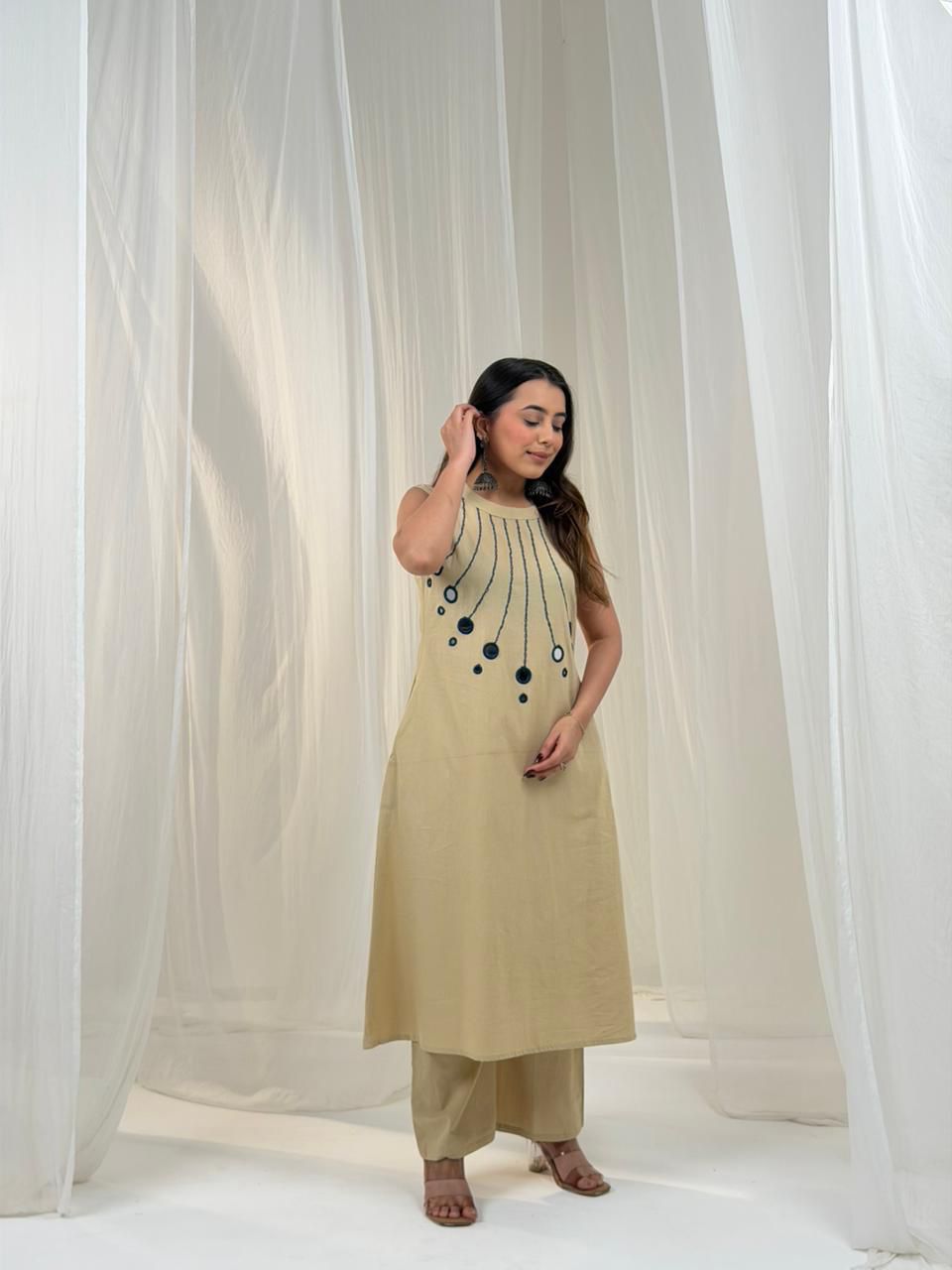 Halter Neck Mirror Cotton Co-ord Set