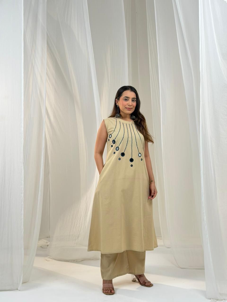 Halter Neck Mirror Cotton Co-ord Set
