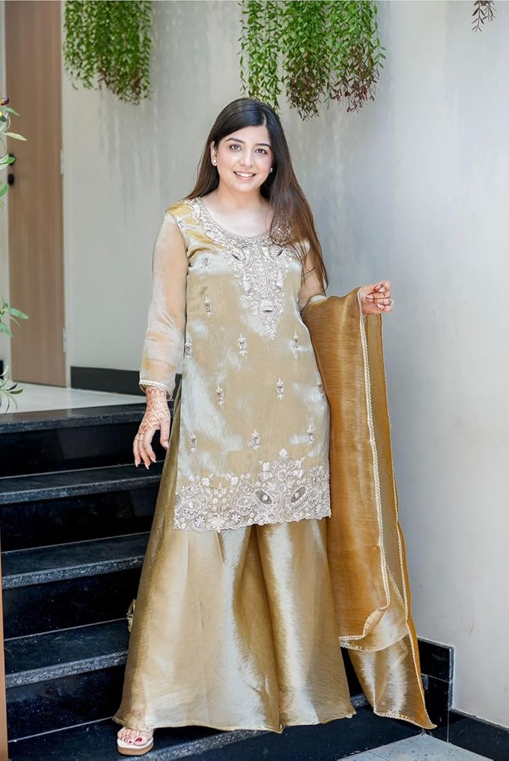 Festive 3-piece Kurti Palazzo Suit Set