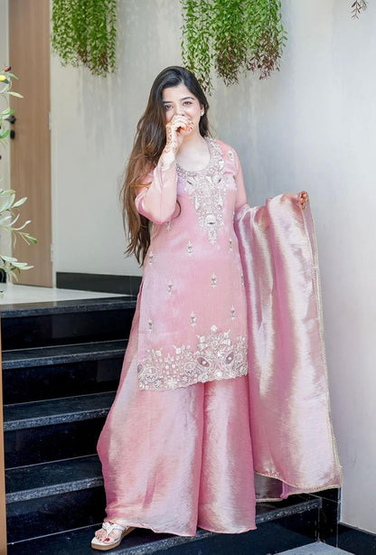 Festive 3-piece Kurti Palazzo Suit Set
