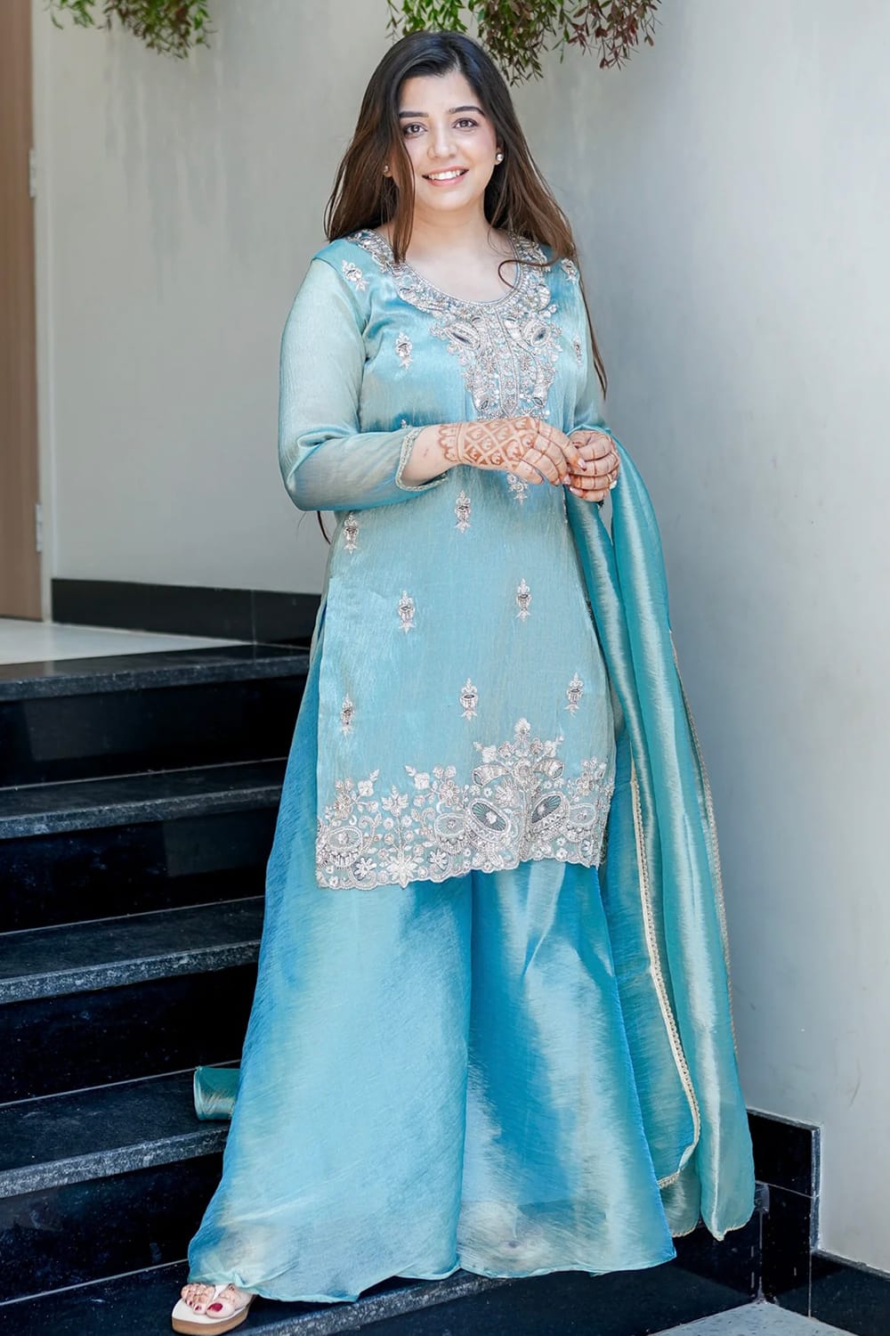 Festive 3-piece Kurti Palazzo Suit Set