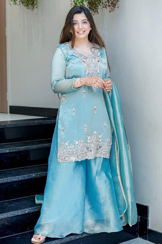 Festive 3-piece Kurti Palazzo Suit Set