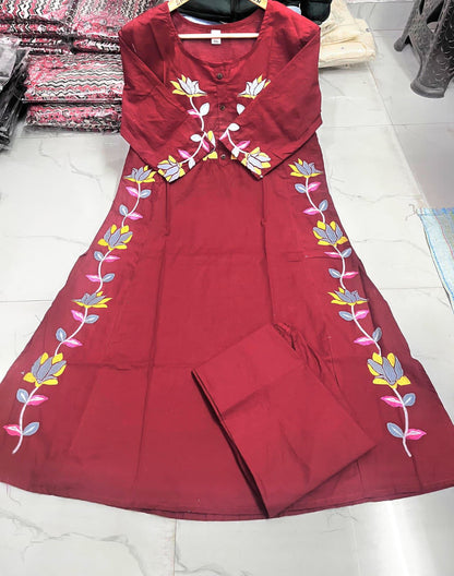 Red Elegant Heavy Embroidery Co-ord Set