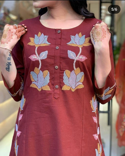 Red Elegant Heavy Embroidery Co-ord Set