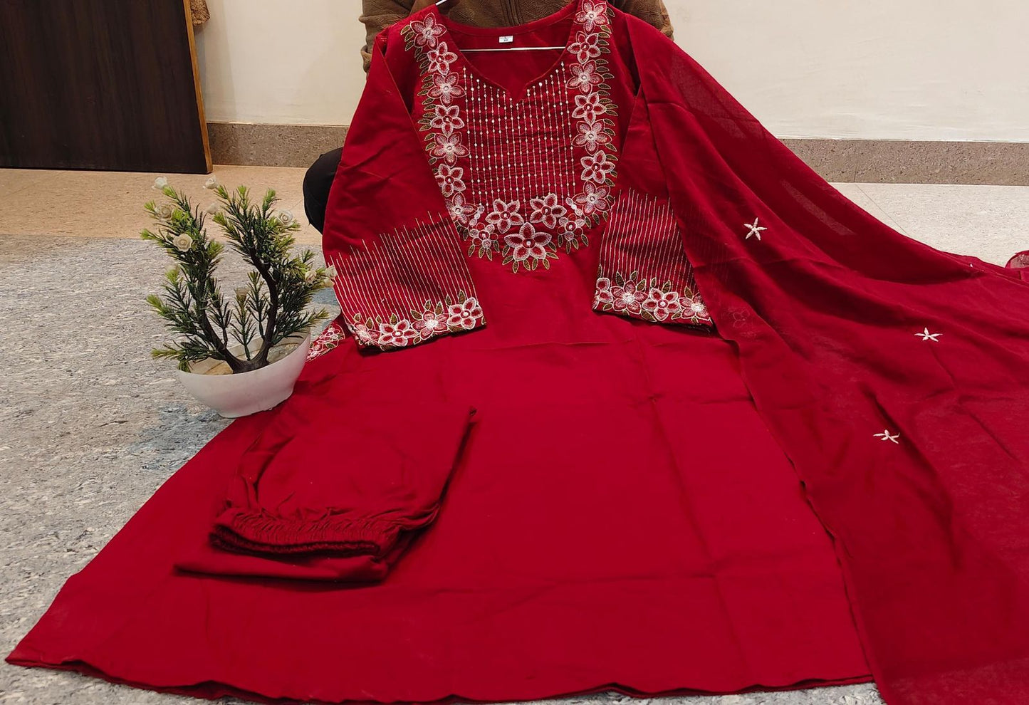 Premium Embroidered Cotton Kurta Set