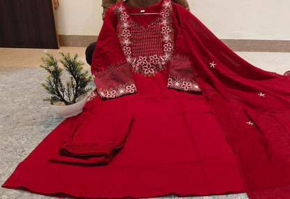 Premium Embroidered Cotton Kurta Set