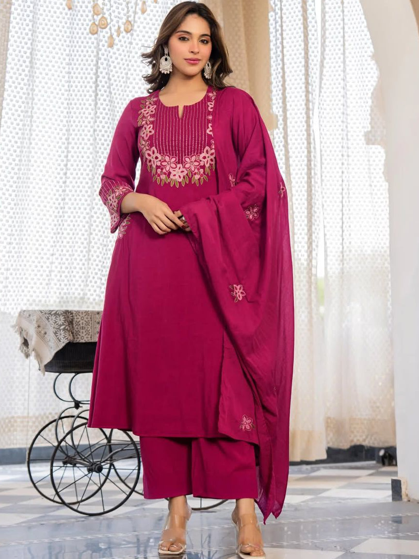 Premium Embroidered Cotton Kurta Set