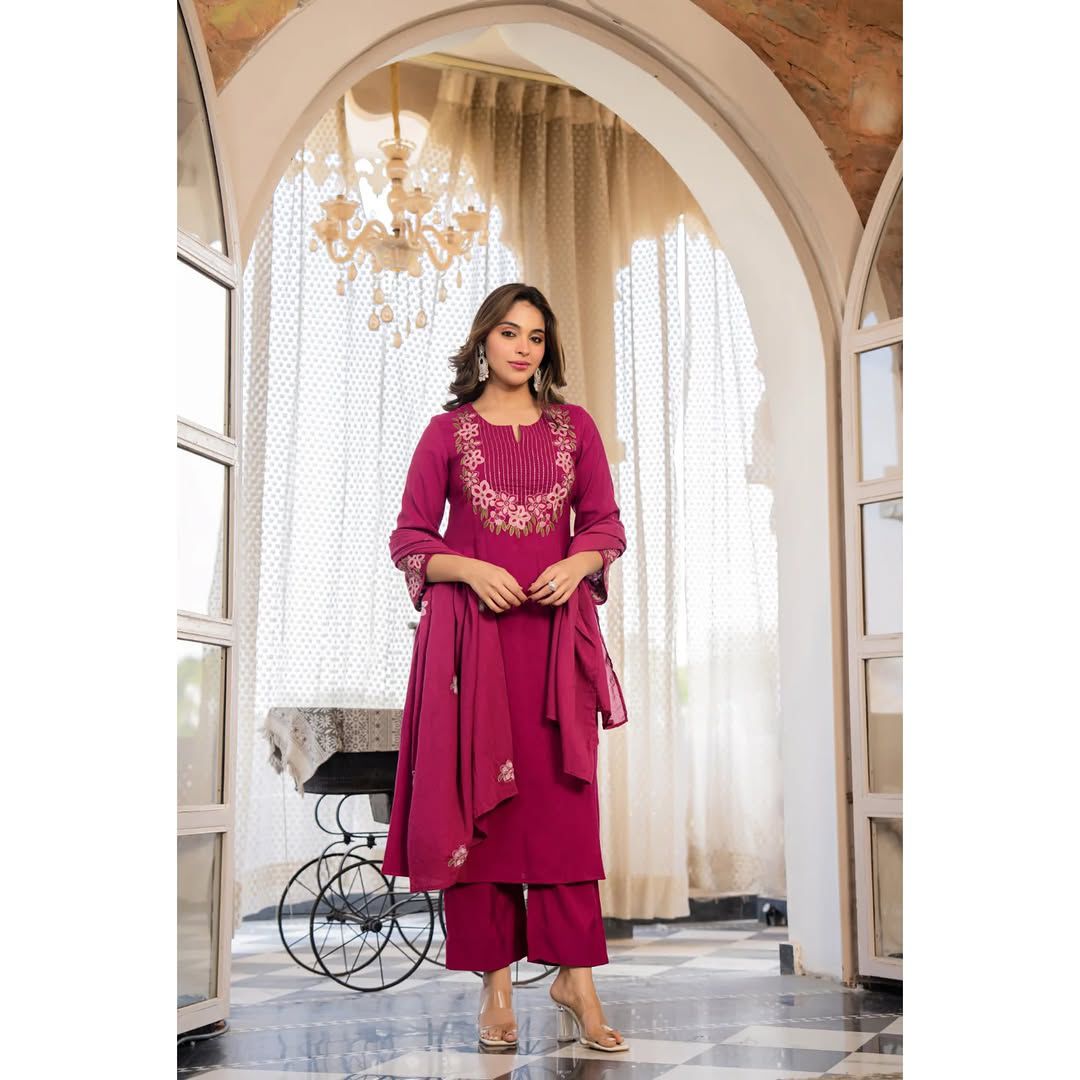 Premium Embroidered Cotton Kurta Set