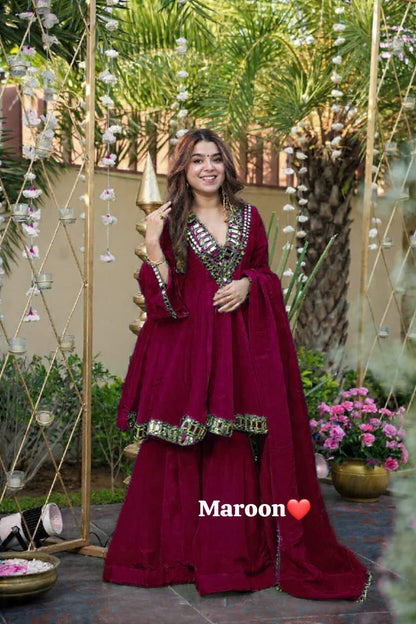 Festive 3-piece Peplum Gharara Set