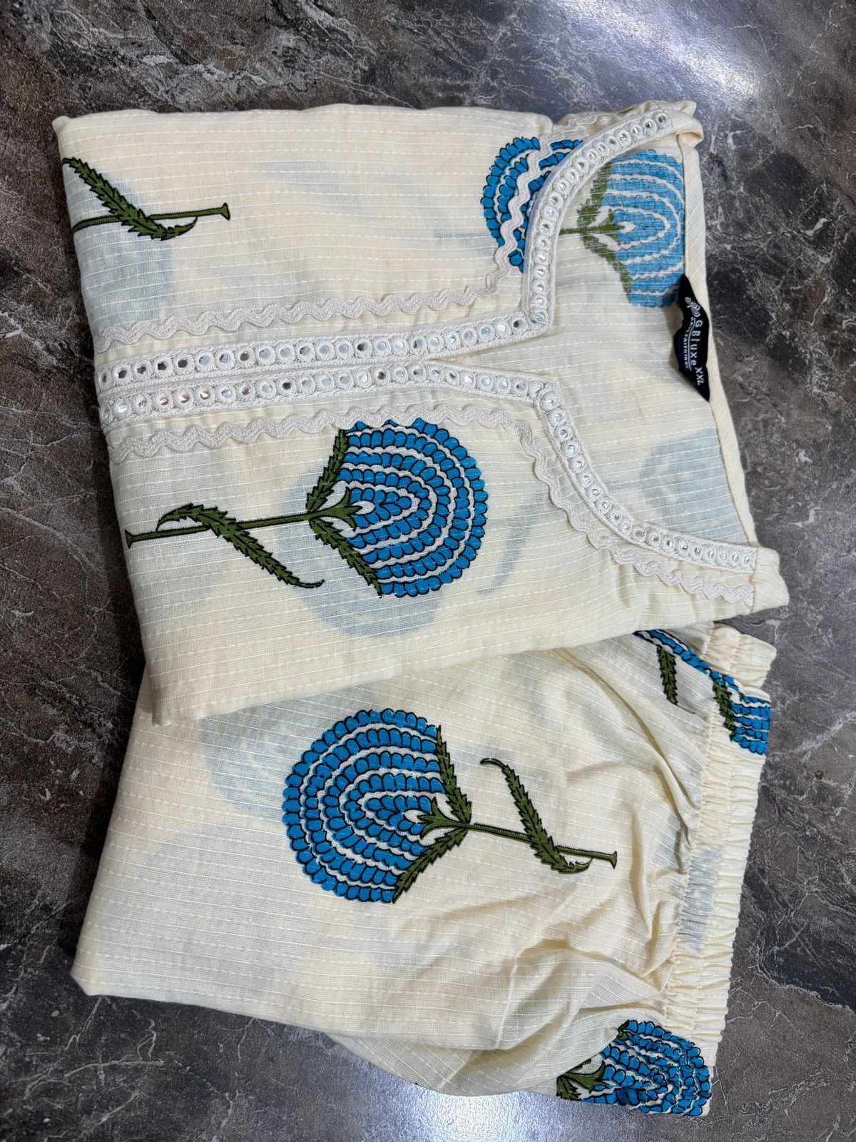 Stylish Katha Work Cotton Kurta Set