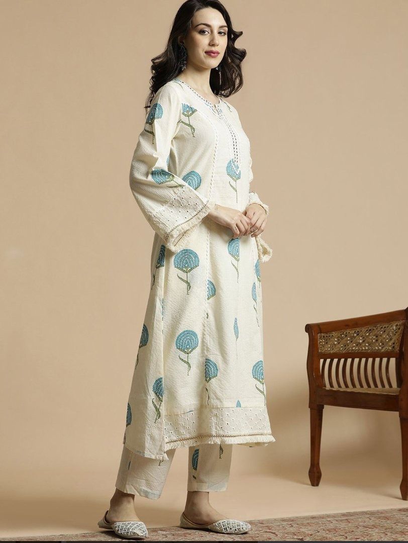 Stylish Katha Work Cotton Kurta Set