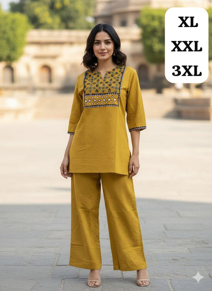 Ajrakh Yoke Cotton Co-ord Set