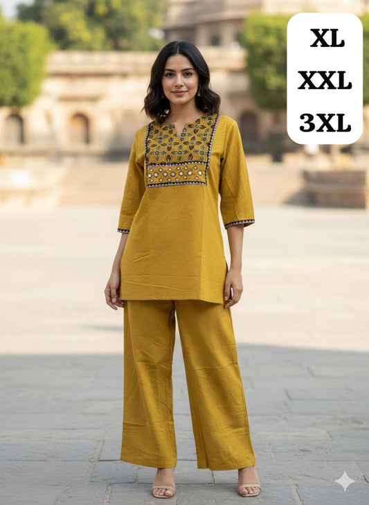 Ajrakh Yoke Cotton Co-ord Set