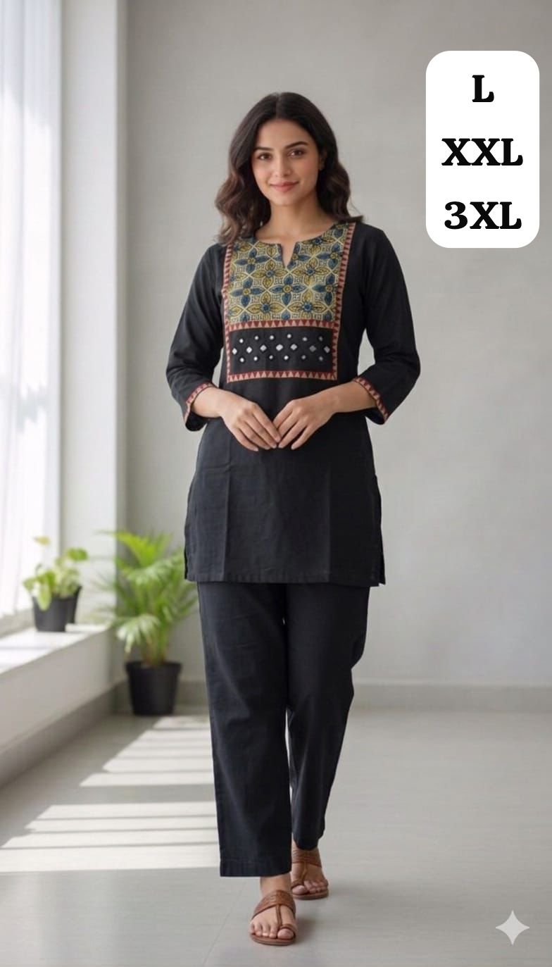 Ajrakh Yoke Cotton Co-ord Set