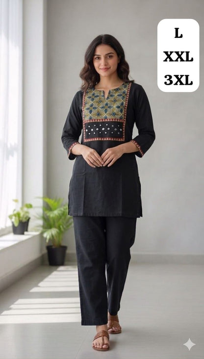 Ajrakh Yoke Cotton Co-ord Set