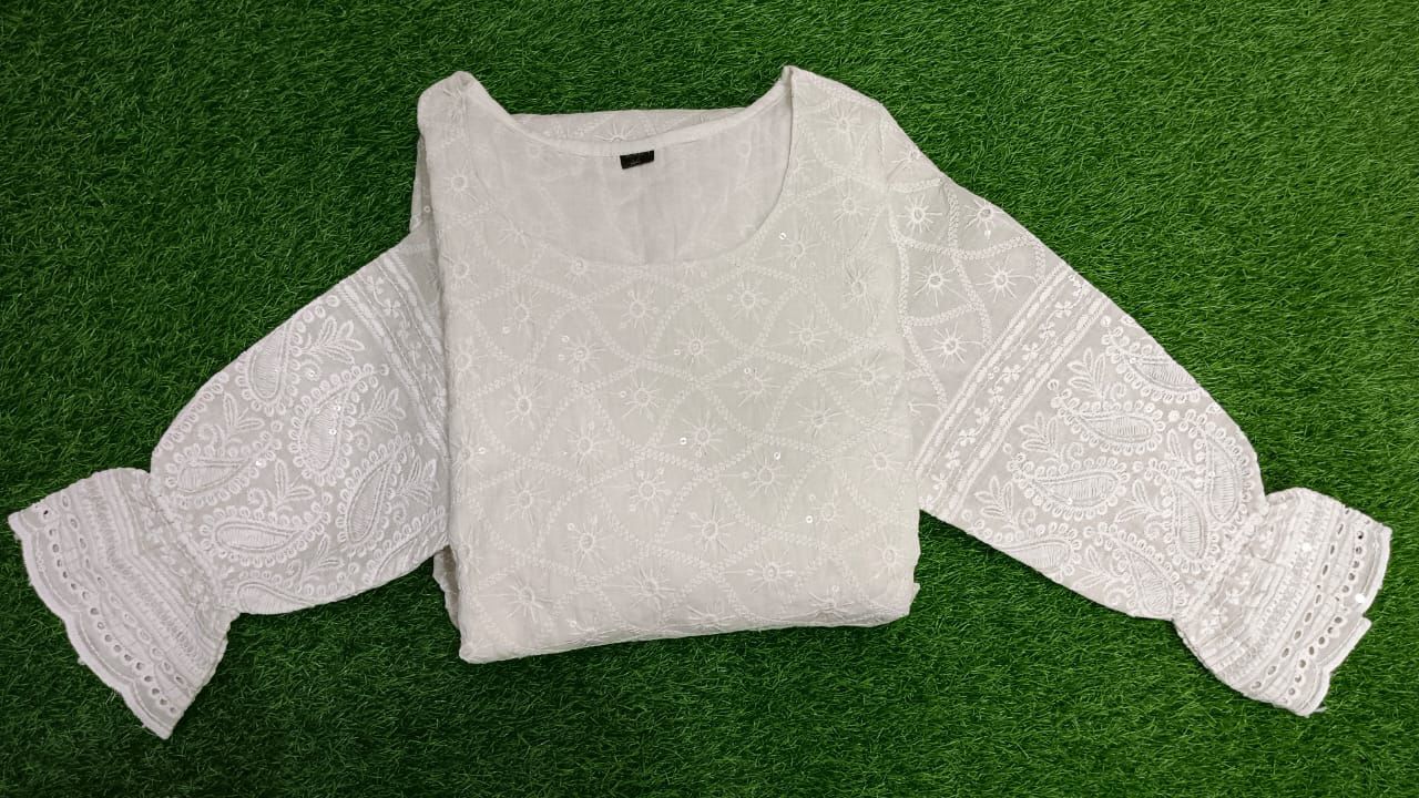 Lucknowi Chikankari White Cotton Dress