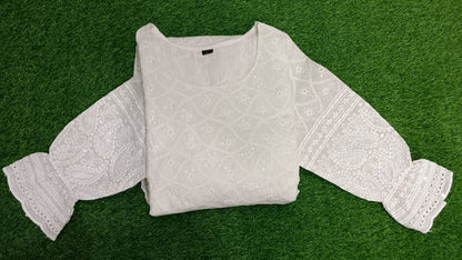 Lucknowi Chikankari White Cotton Dress