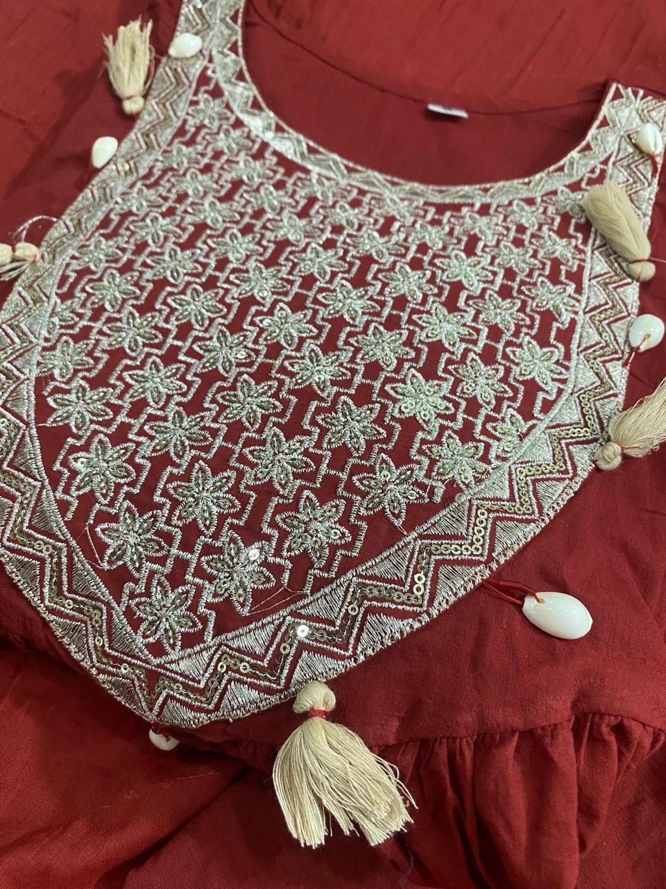 Elegant Red Cotton Kurta 3-piece Set