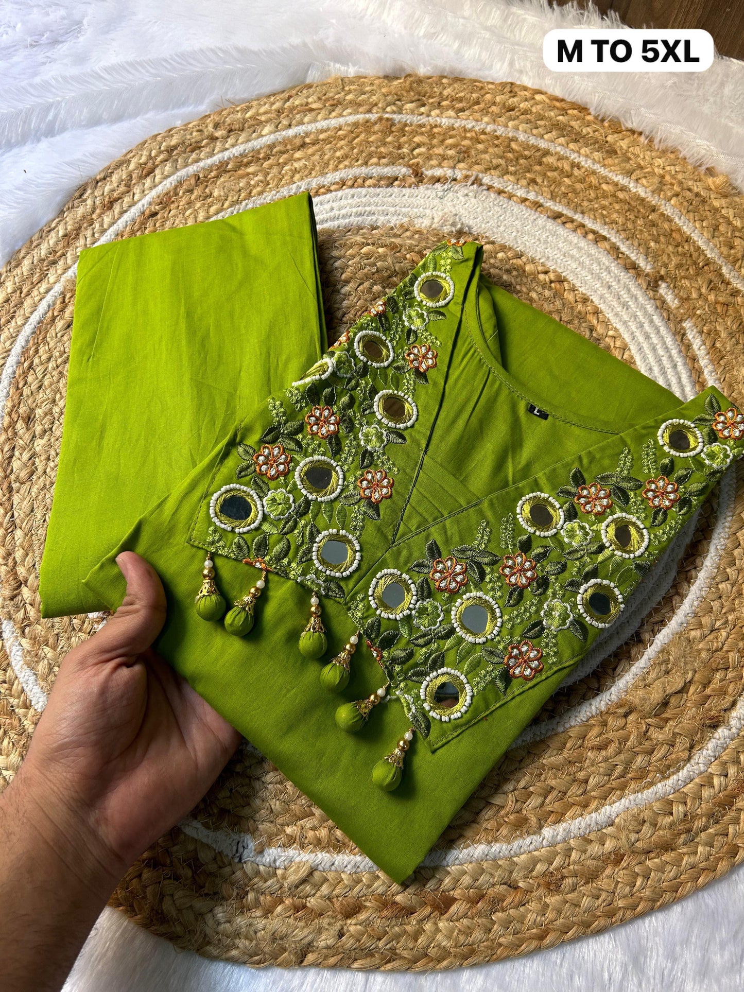 Premium Dhabu Mirrored Cotton Cord Set