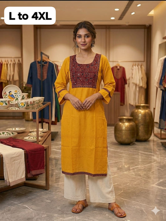 Elegant Cotton Long Straight Kurti