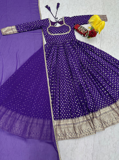 Stylish Jacquard Gown Set