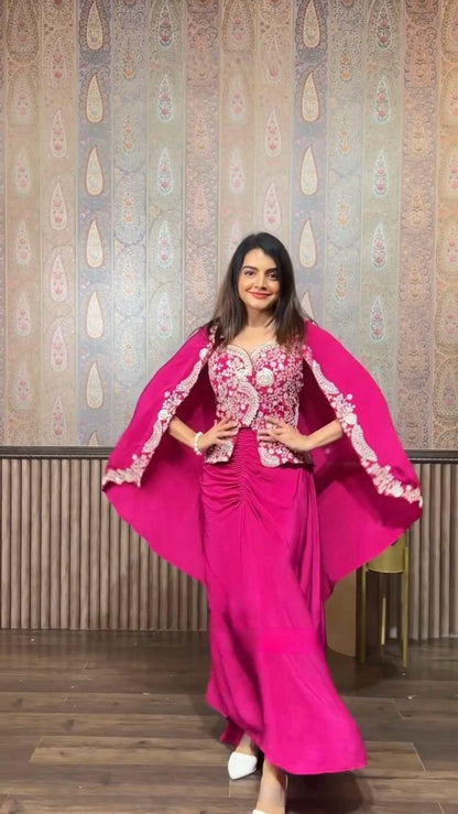 Party Wear Jacket Plazzo Set