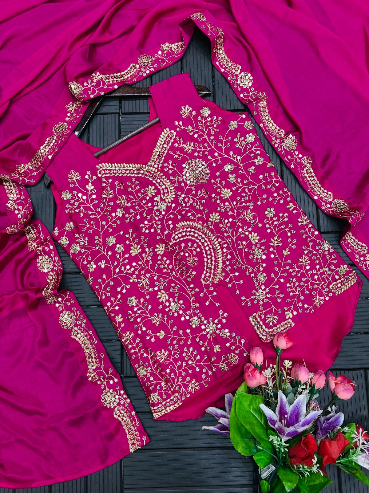 Party Wear Jacket Plazzo Set