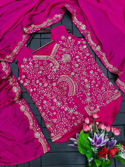 Party Wear Jacket Plazzo Set