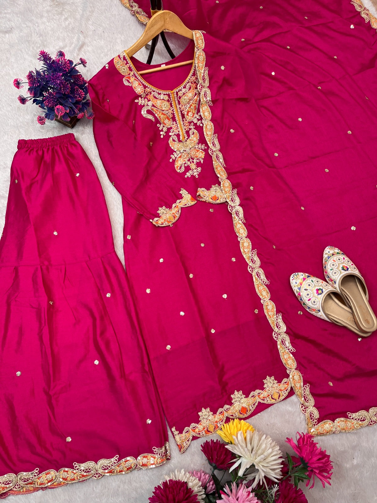 Stunning Designer 3-piece Sharara Set