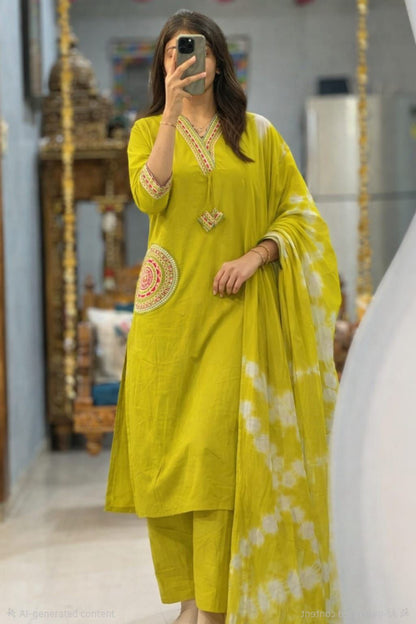 Beautiful Embroidered Cotton Kurta Set