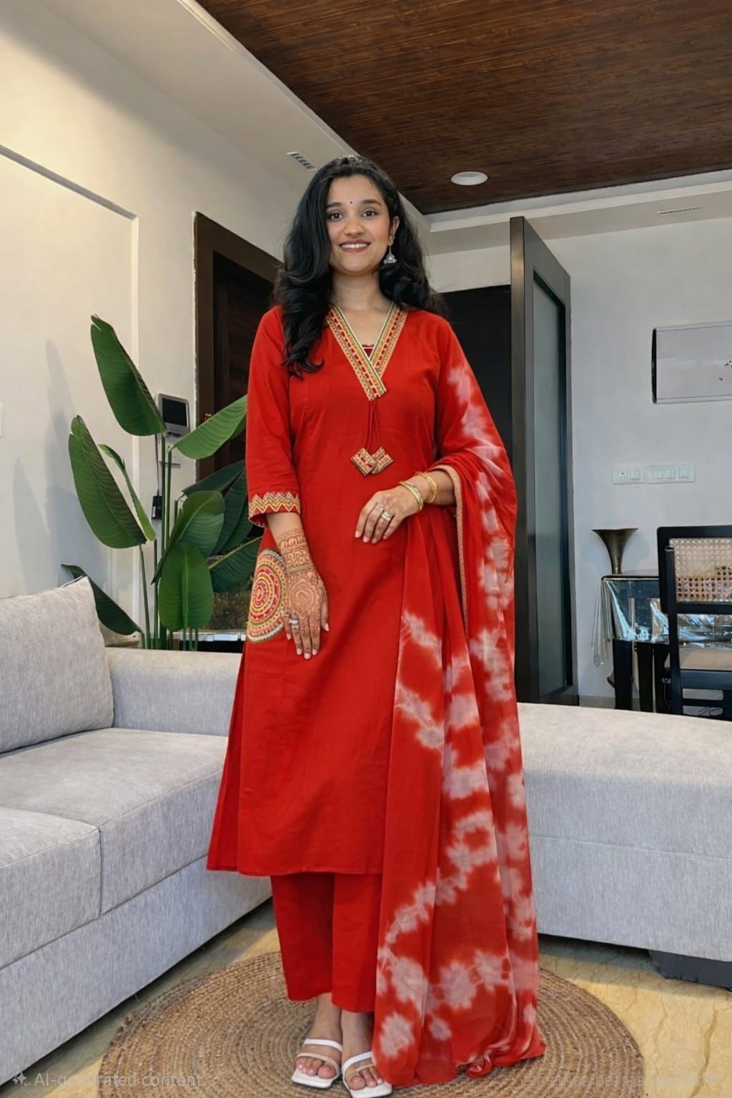 Beautiful Embroidered Cotton Kurta Set