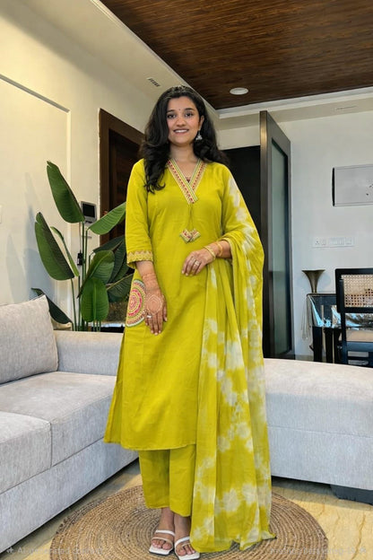 Beautiful Embroidered Cotton Kurta Set