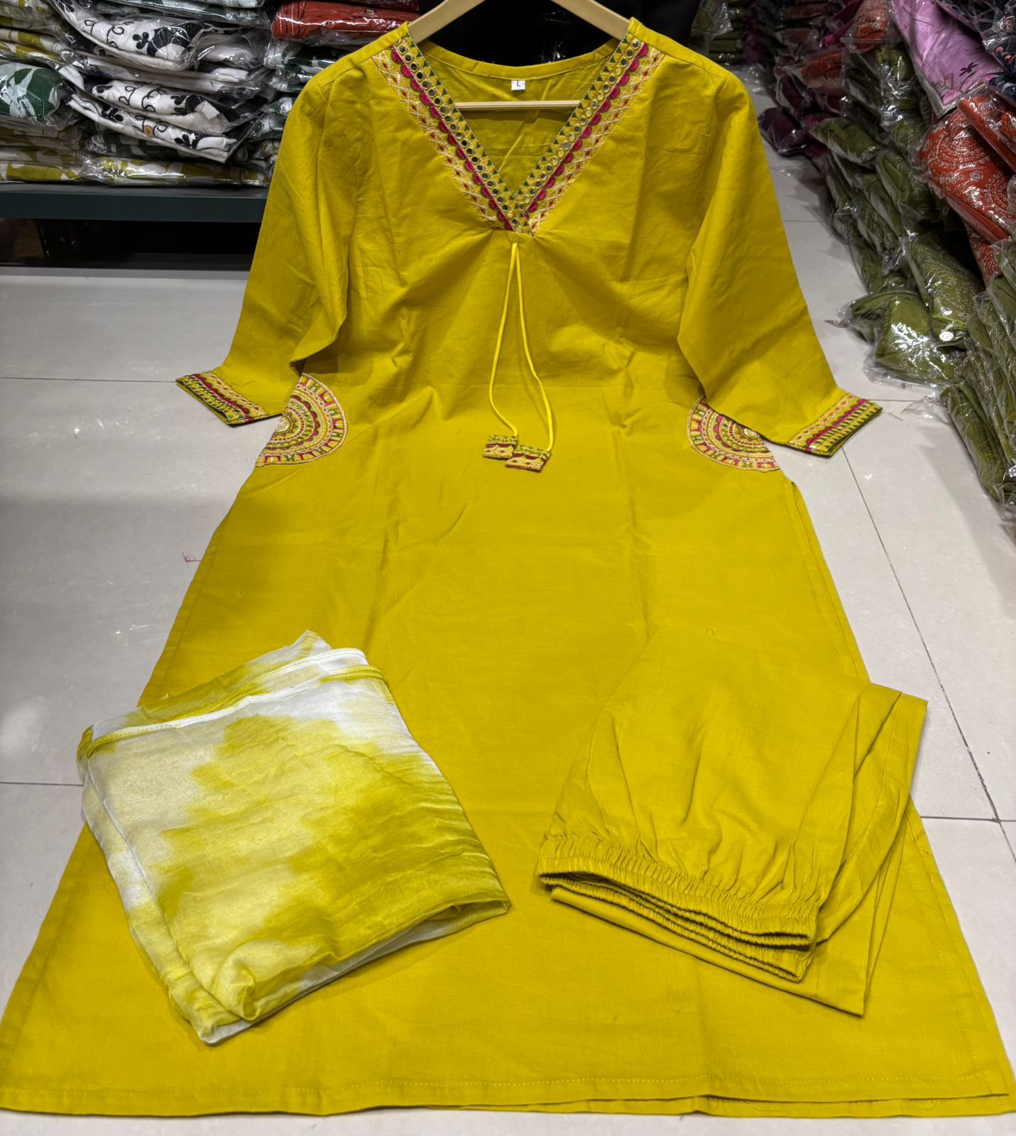 Beautiful Embroidered Cotton Kurta Set