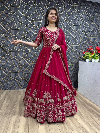 Designer Party Wear Pink Gown Set
