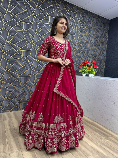 Designer Party Wear Pink Gown Set