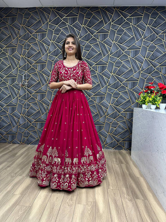 Designer Party Wear Pink Gown Set