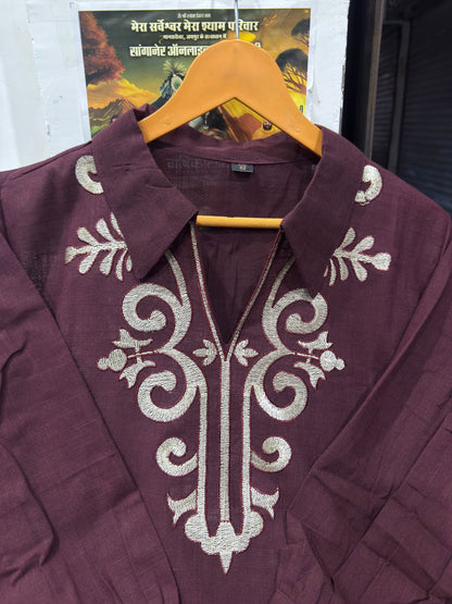 Unique Wine Embroidered Co-ord Set