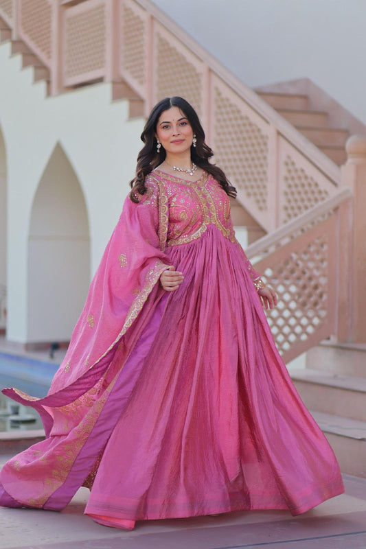 Party Wear Gown Dupatta Set