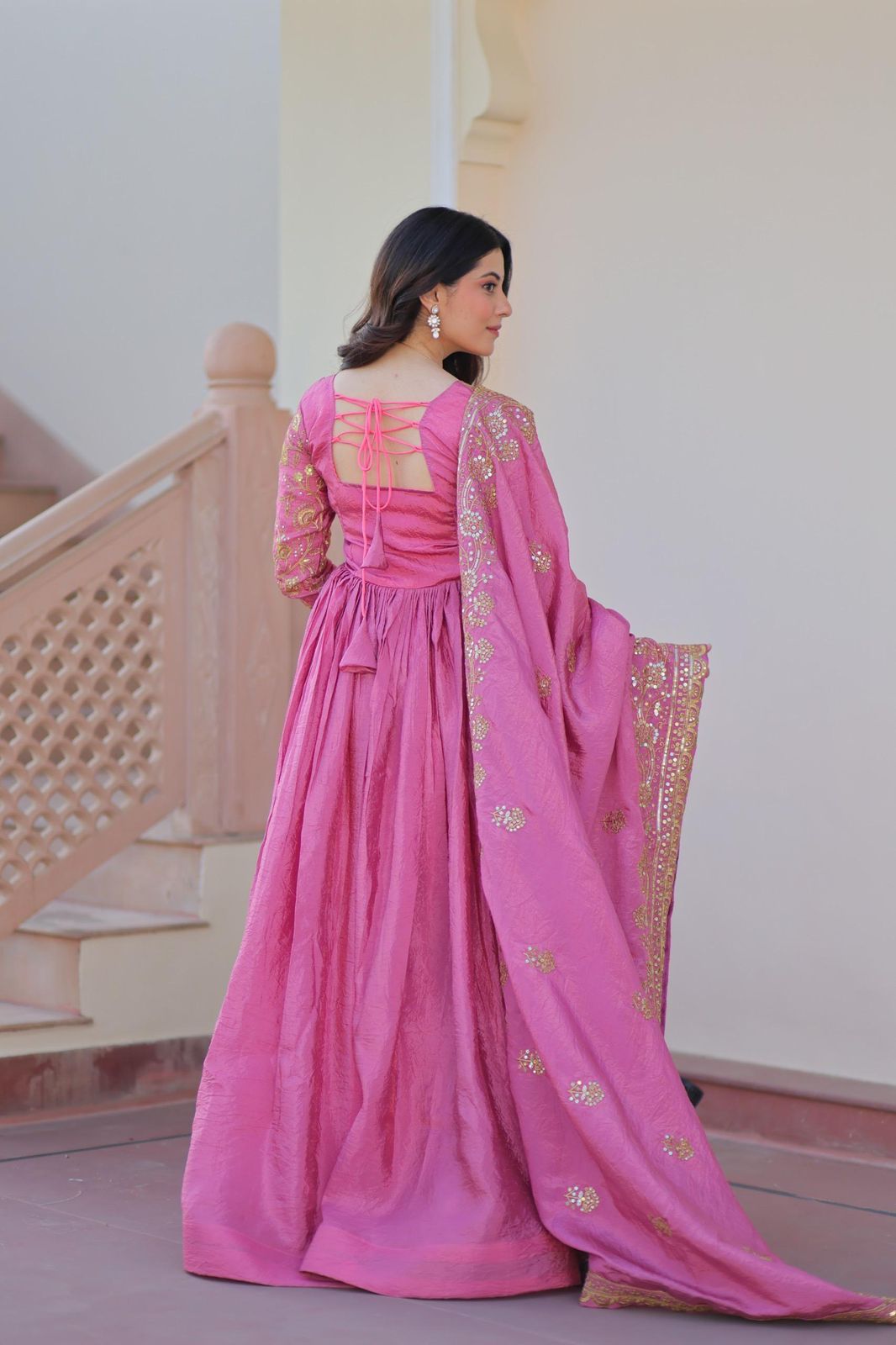 Party Wear Gown Dupatta Set