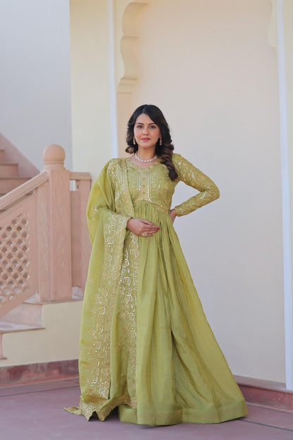 Party Wear Gown Dupatta Set