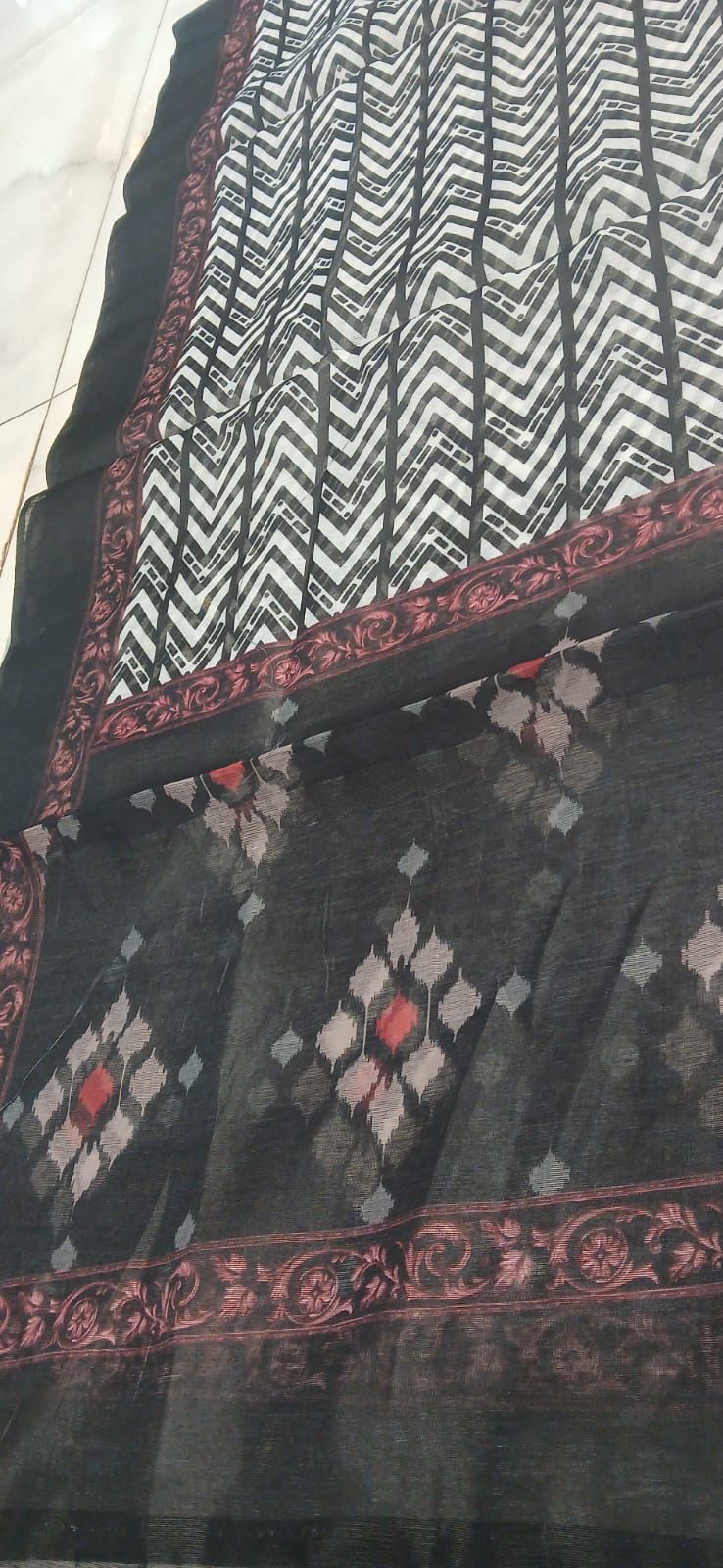 Premium Black Katha Work Cotton Kurta Set