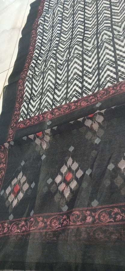 Premium Black Katha Work Cotton Kurta Set
