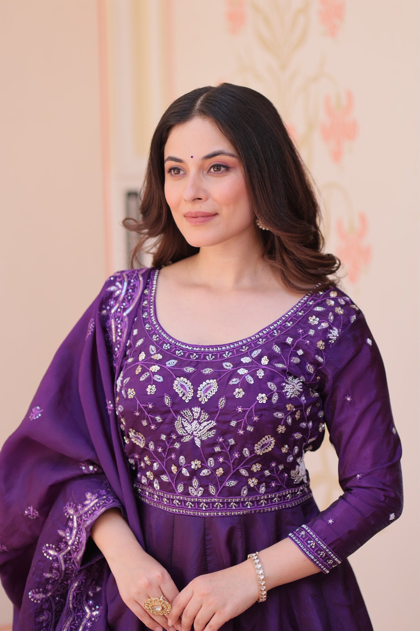 Festive Beads Embroidery Gown Dupatta Set