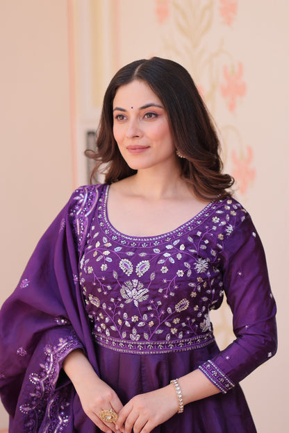 Festive Beads Embroidery Gown Dupatta Set