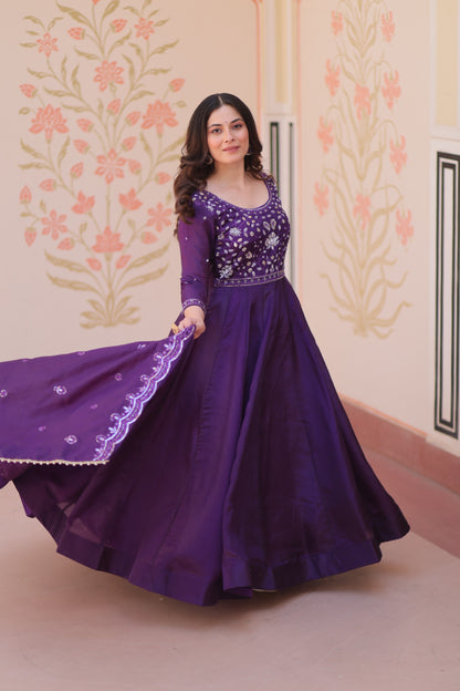 Festive Beads Embroidery Gown Dupatta Set