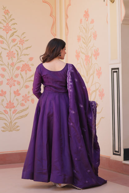 Festive Beads Embroidery Gown Dupatta Set