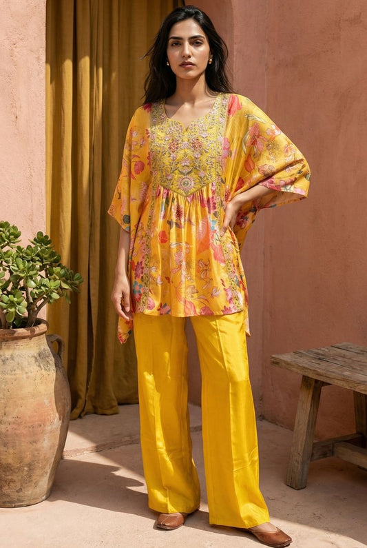 Designer Crepe Kaftan Palazzo Co-ord Set