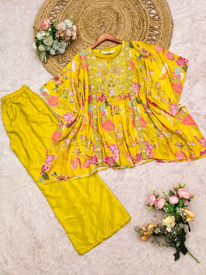 Designer Crepe Kaftan Palazzo Co-ord Set