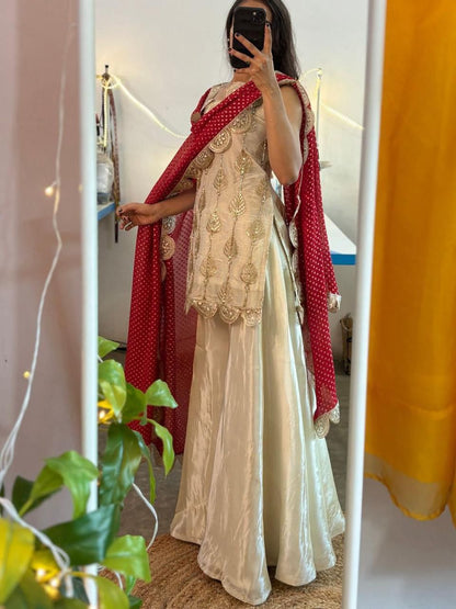 Party Wear Sharara Set With Red Dupatta