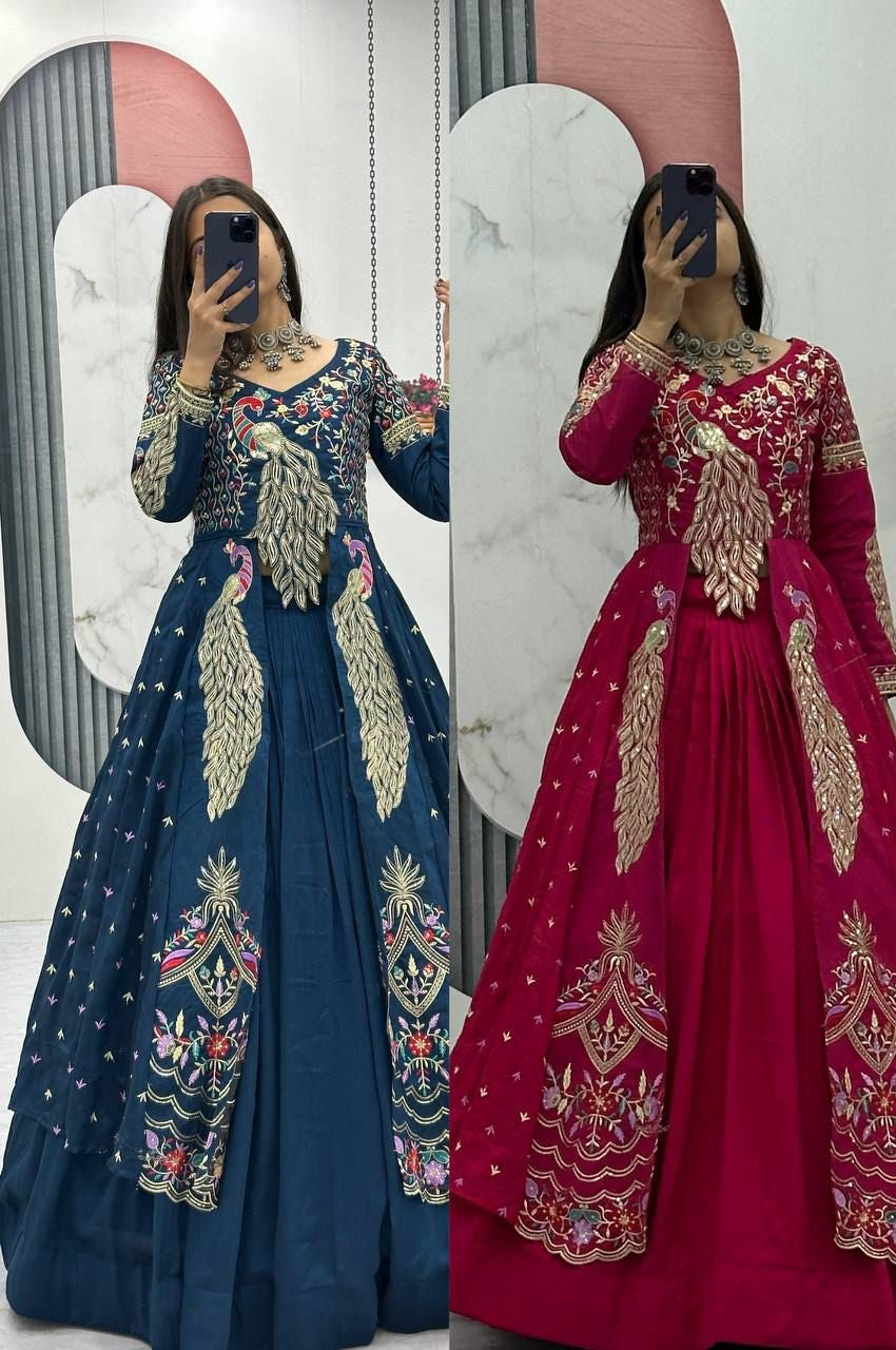 Festival Special Crop Top with Shrug Lehenga Set